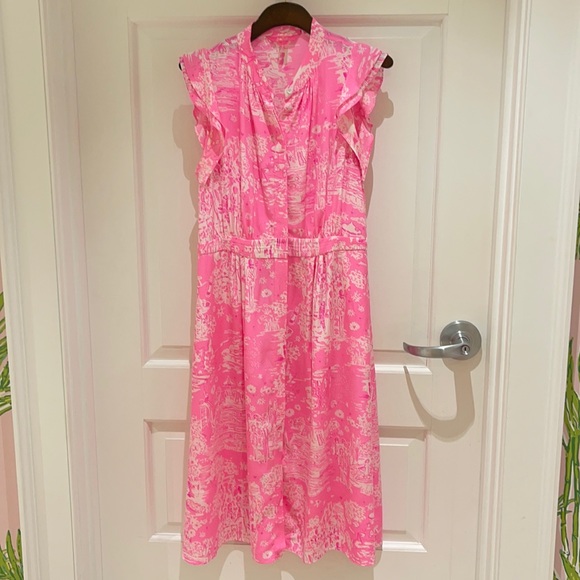 Lilly Pulitzer Palm Beach Silk Midi Dress in Skinny Dippin, size 10 - Picture 1 of 6